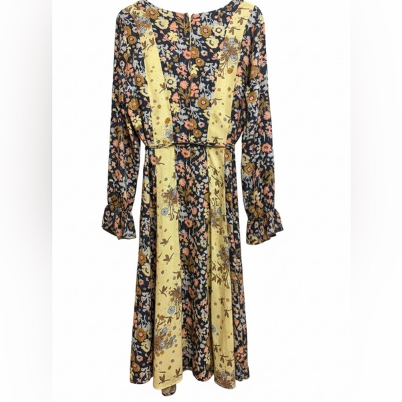 ModCloth Floral Patchwork Wrap Midi Dress Size 14 Boho Cottagecore Retro - Picture 2 of 10